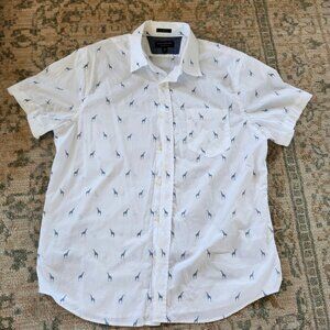 Banana Republic Men XL Giraffe Print Slim Fit Short Sleeve Luxe Shirt Cotton